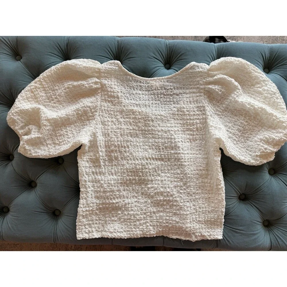 MAEVE By Anthropologie Balloon Puff Sleeve Textured Boho Top Women's Size 1X